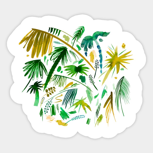 Watercolor Tropical Jungle Palms Sticker by ninoladesign